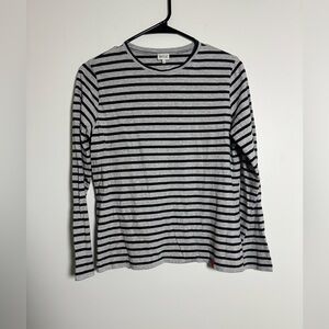 KULE Striped Long Sleeve Tee Gray Navy Size XS